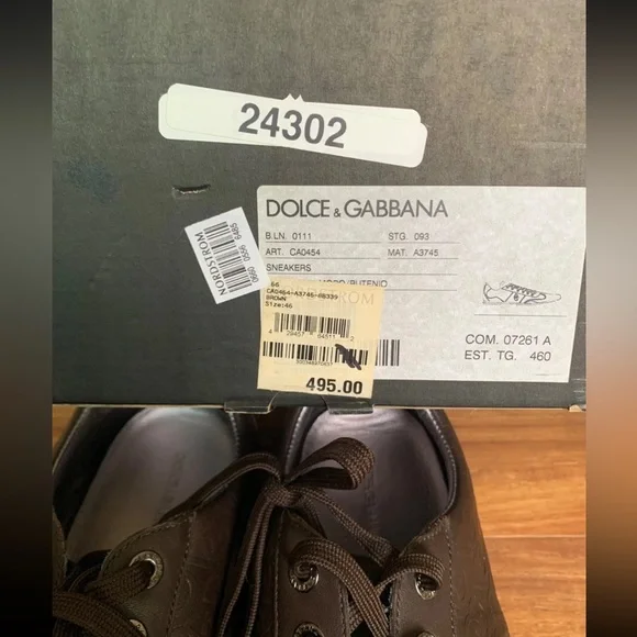 Authentic DOLCE & GABBANA Mens Sneakers Shoes Brown Silver DG Logo Sz 12EUR 46
